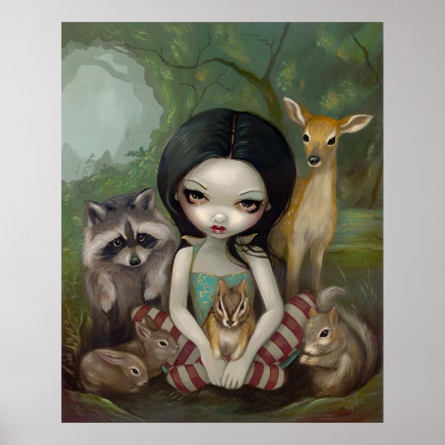 Snow White and Her Animal Friends fairy tale Print (Front)