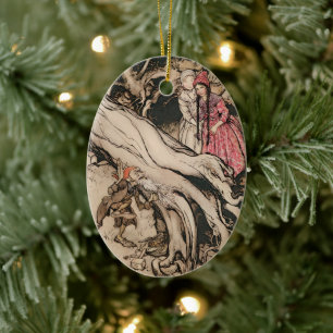 Snow White and Rose Red by Arthur Rackham Ceramic Tree Decoration