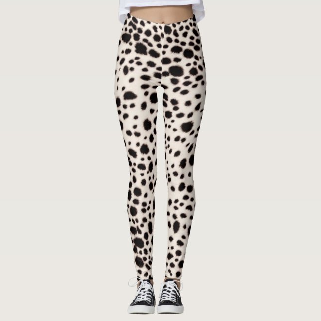 Snow White Dalmation Spots: Animal Pet Fur Leggings (Front)