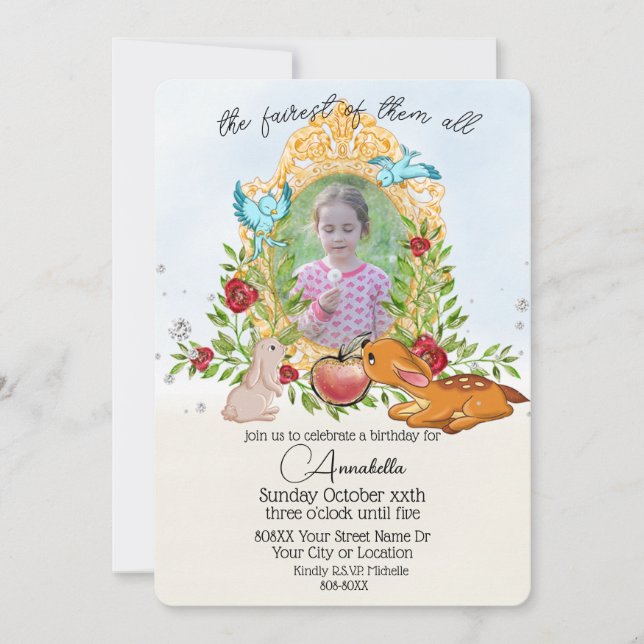 Snow White Fairy Tale Magic Mirror Custom Photo Invitation (Front)