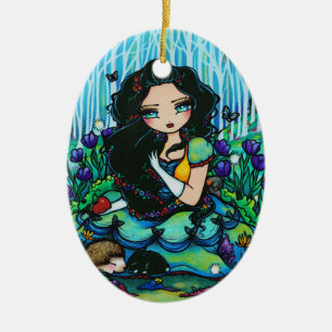 Snow White Forest Fairy Animal Art by Hannah Lynn Ceramic Tree Decoration
