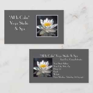 "SNOW WHITE FULLLY OPENED WATER LILY BUSINESS CARD