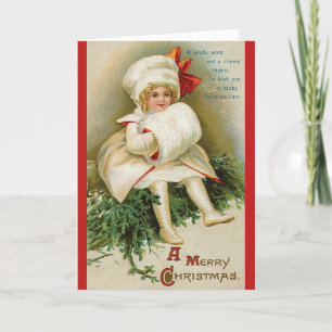 Snow White Girl Vintage Christmas Card