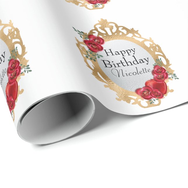 Snow White Gold Magic Mirror and Apple Wrapping Paper (Roll Corner)