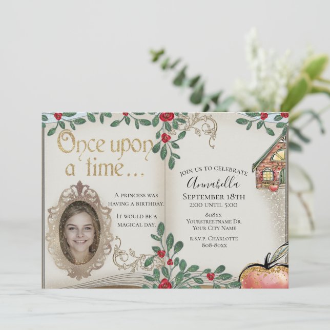 Snow White Magic Mirror Fairy Tale Invitation (Standing Front)