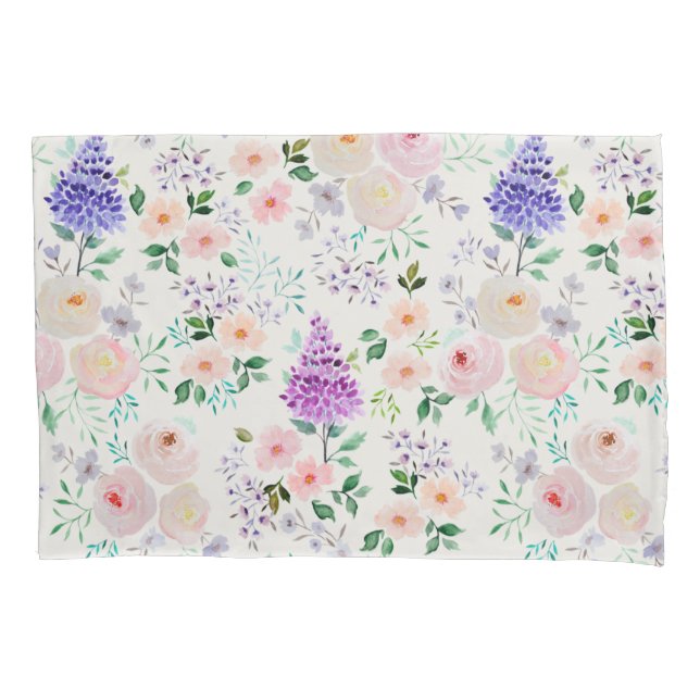 Snow White Watercolor Floral Pillowcase (Front)