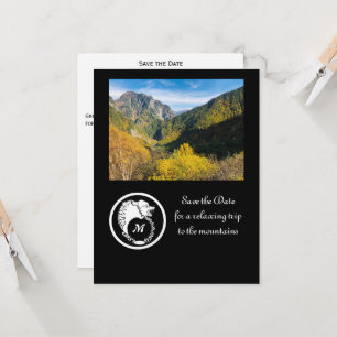 Snow White Wolf Silhouette Laurel Monogram Photo I Invitation