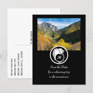Snow White Wolf Silhouette Laurel Monogram Photo Invitation Postcard