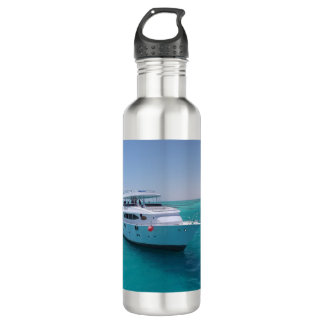 Snow-white yacht  near the White Island in Red Sea 710 Ml Water Bottle