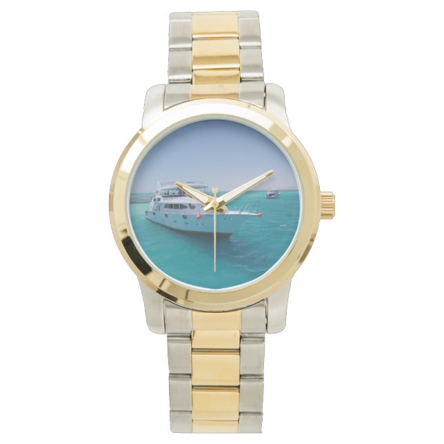 Snow-white yacht  near the White Island in Red Sea Watch (Front)