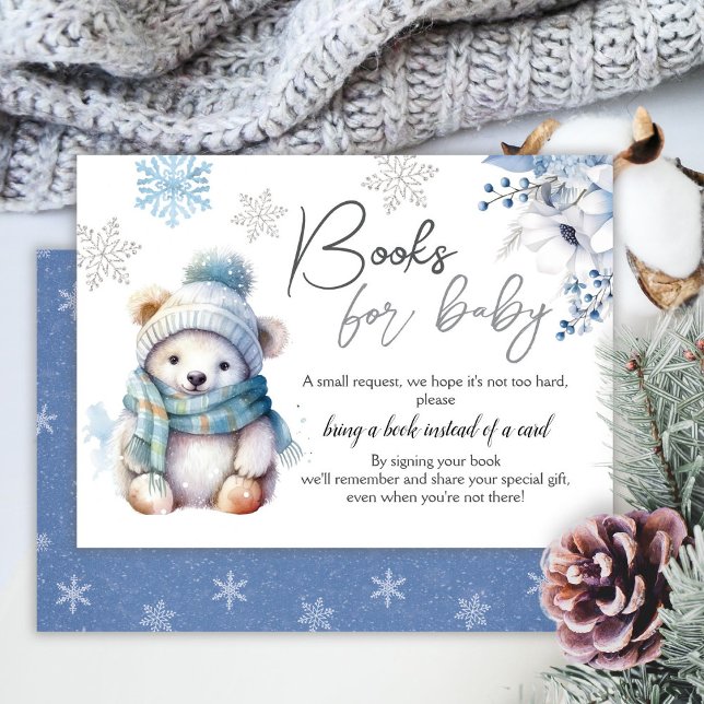 Snow Winter Baby Shower Books For Baby  Enclosure Card (Creator Uploaded)