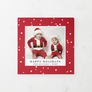 Snow Winter Christmas Holiday Trifold Photo Card