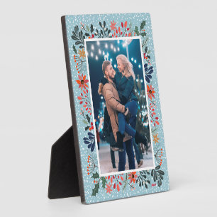 Snow Winter Floral Christmas Photo Plaque