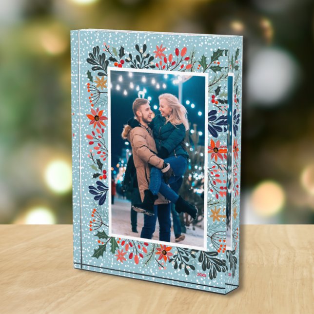 Snow Winter Floral Family Picture Photo Block (Creator Uploaded)