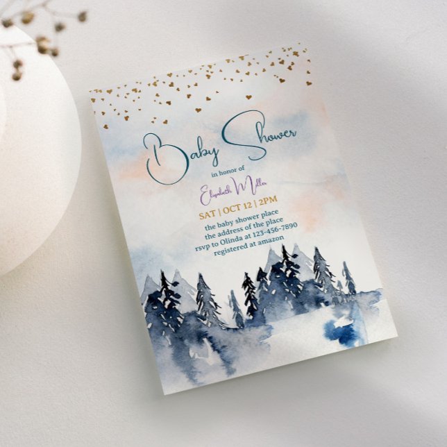 Snow Winter Landscape Boy Baby Shower Invitation (Creator Uploaded)