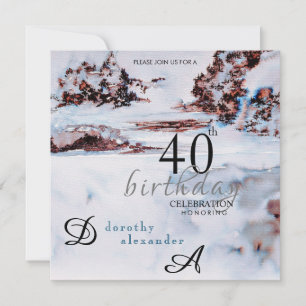 Snow Winter Mountains Modern Birthday Invitation