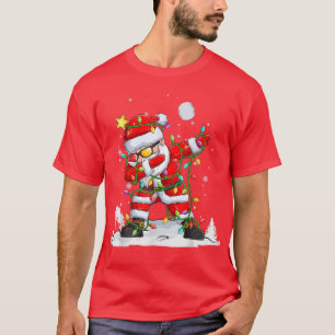 Snow Winter Time Fairy Lights Santa Claus Dab XMas T-Shirt