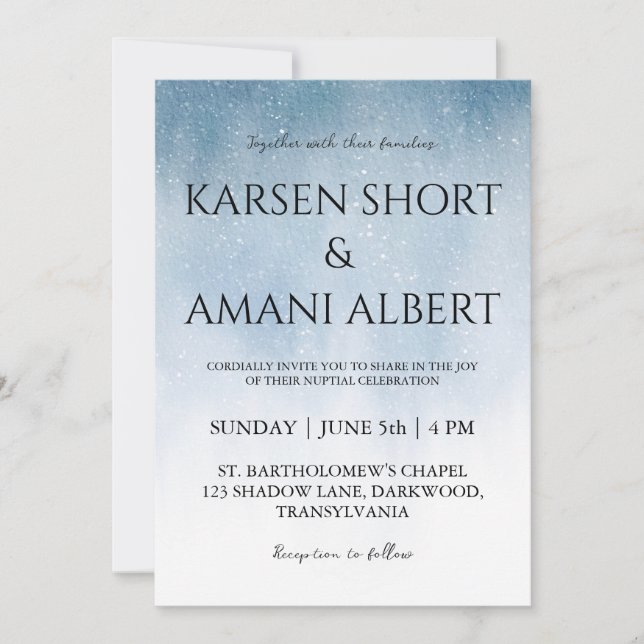 snow winter wonderland wedding invitations (Front)