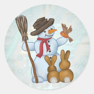 Snow with animals classic round sticker