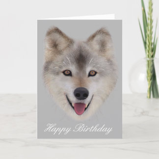 Snow Wolf Birthday Card