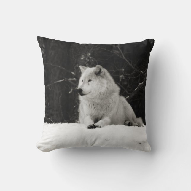 Snow Wolf Cushion (Front)