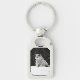Snow Wolf Key Ring