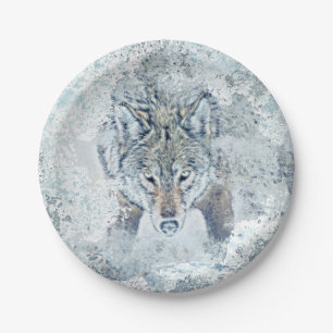 Snow Wolf Paper Plate