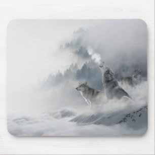 Snow Wolf Winter Wildlife Mouse Mat