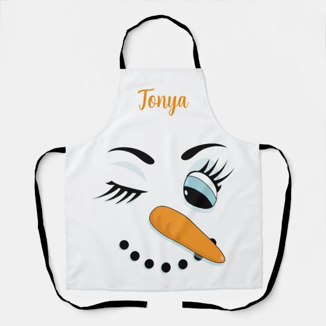 Snow Woman Cute Christmas Apron (Front)