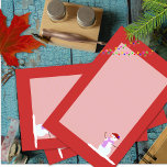 Snow Woman Red Lined Christmas Writing Paper<br><div class="desc">Family newsletter blank Christmas writing paper.  Snow woman design,  with the image in the lower corner.  Strings of lights in the upper corner and lightly lined centre for hand-writing a personal letter.  The border is red.</div>