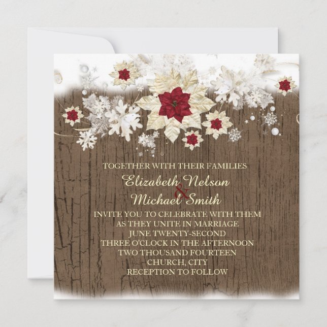 Snow Wood Christmas Wedding Invite (Front)