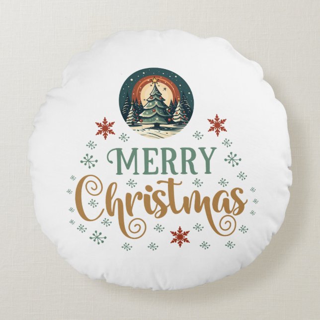 Snow Xmas Christmas Globe Round Cushion (Front)