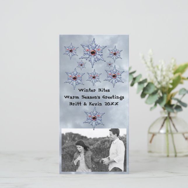 Snow Zombie Bites and Add Photo Photocard Holiday Card (Standing Front)