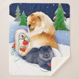 SNOWBABIES Chow 2020 Holiday SHERPA blanket