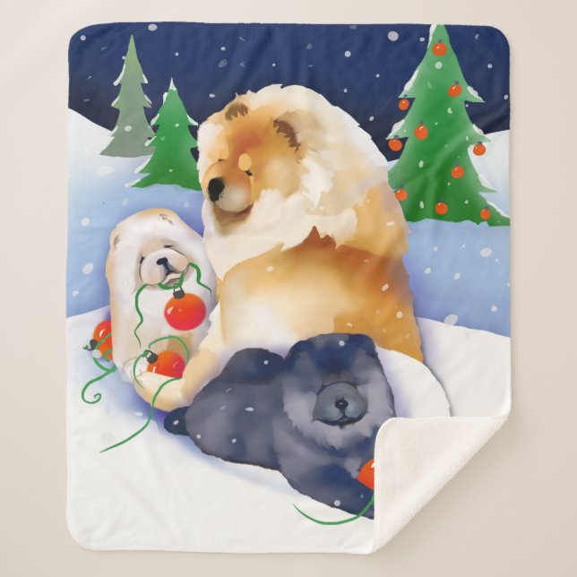 SNOWBABIES Chow 2020 Holiday SHERPA blanket (Front)