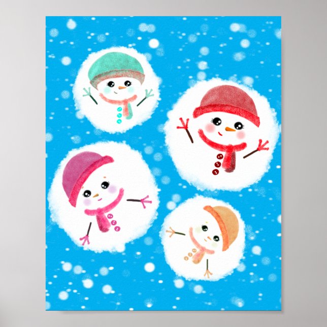 Snowball and Snowman Blue Poster (Front)