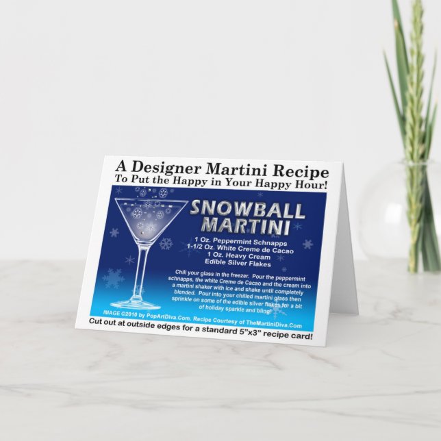 SNOWBALL CHRISTMAS COCKTAIL MARTINI RECIPE CARD (Front)