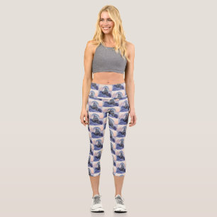 Snowball Christmas tree winter snowfall  Capri Leggings