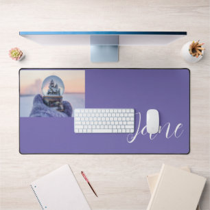 Snowball Christmas tree winter snowfall  Desk Mat