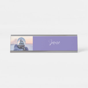 Snowball Christmas tree winter snowfall  Desk Name Plate