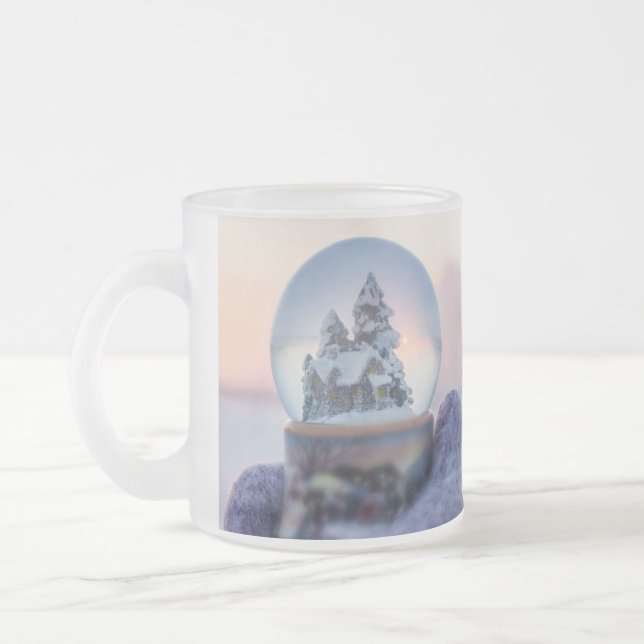 Snowball Christmas tree winter snowfall  Frosted Glass Coffee Mug (Left)