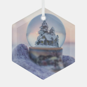 Snowball Christmas tree winter snowfall Glass Tree Decoration