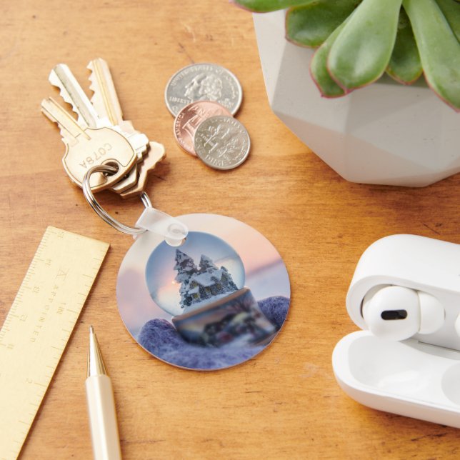 Snowball Christmas tree winter snowfall  Key Ring (Desk)