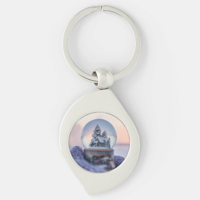 Snowball Christmas tree winter snowfall  Key Ring (Front)