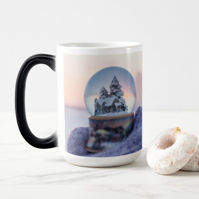 Snowball Christmas tree winter snowfall  Magic Mug (With Donut)