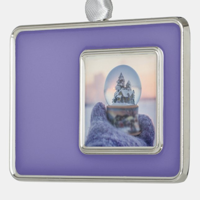 Snowball Christmas tree winter snowfall  Silver Plated Framed Ornament (Left)