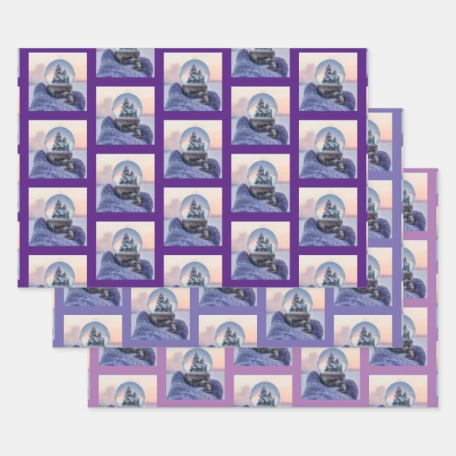 Snowball Christmas tree winter snowfall  Wrapping Paper Sheet (Set)