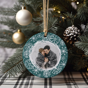 Snowball Double Sided Name & Year Photo Ceramic Tree Decoration