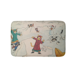 Snowball Fight Bath Mat