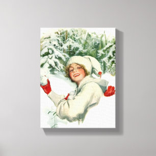 Snowball Fight (by Harrison Fisher) Canvas Print